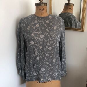 Giorgio Armani, vintage Floral Gray Blouse made in Italy